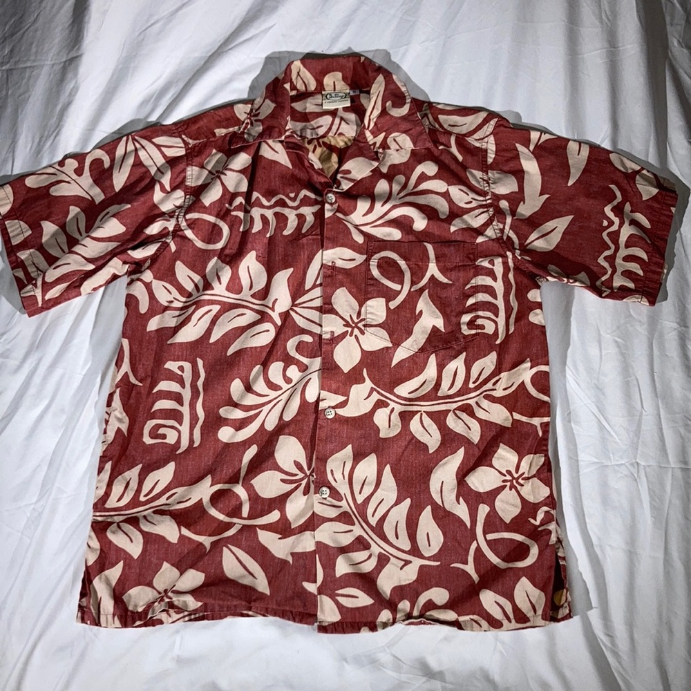 Go Barefoot Mens Floral Short-Sleeve Button-Down Hawaiian Shirt